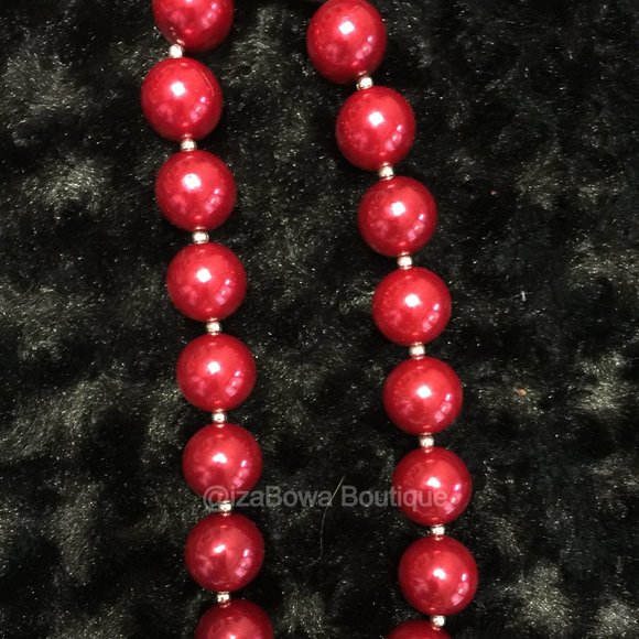 Dark Red Chunky Bead Necklace HAND CRAFTED